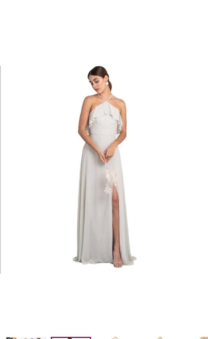 NWT Jenny Yoo Jada Morning Mist Mint Luxe Chiffon Bridesmaid Dress Size 2